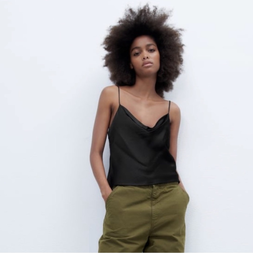 EUC Zara Satin Effect Black Cami size small - Picture 4 of 8